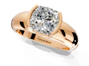Tension Engagement Ring Setting for Cushion Cut Center with Wide Flat Band and Tension Head in Rose Gold