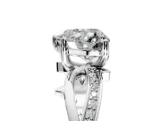 Solitaire Engagement Ring Setting for Heart-Shaped Center with Pave and Plain Crossover Band and Prong Head in Sterling Silver