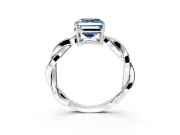 Solitaire Engagement Ring Setting for Fancy Blue Asscher Cut Center with Twisted Pave Band and Prong Head in Sterling Silver