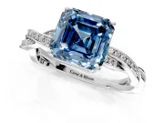 Solitaire Engagement Ring Setting for Fancy Blue Asscher Cut Center with Twisted Pave Band and Prong Head in Sterling Silver