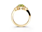 Cluster Engagement Ring Setting for Fancy Yellow Round Cut Center with Milgrain Shoulder Clusters and Prong Head in Yellow Gold