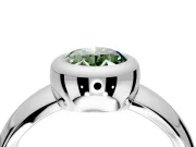 Solitaire Engagement Ring Setting for Fancy Green Oval Center with Wide Band and Bezel Head in White Gold