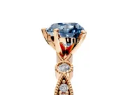 Solitaire Engagement Ring Setting for Fancy Blue Heart-Shaped Center with Milgrain Bezel Accents and Prong Head in Rose Gold