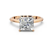 Solitaire Engagement Ring Setting for Princess Cut Center with Knife Ridge Band and Claw Prong Head in Rose Gold