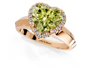 Halo Engagement Ring Setting for Fancy Yellow Heart-Shaped Center with Knife Ridge Cathedral Band and Prong Head in Rose Gold