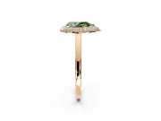 Halo Engagement Ring Setting for Fancy Green Pear-Shaped Center with Plain Tapered Band and Prong Head in Rose Gold
