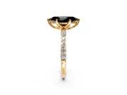Solitaire Engagement Ring Setting for Fancy Black Marquise Center with Fine Pave Accents and Prong Head in Yellow Gold