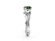 Solitaire Engagement Ring Setting for Fancy Green Round Cut Center with Pave and Plain Crossover Band and Prong Head in Sterling Silver
