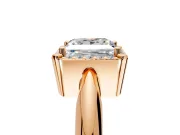 Halo Engagement Ring Setting for Princess Cut Center with Tapered Plain Band and Prong Head in Rose Gold