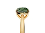Solitaire Engagement Ring Setting for Fancy Green Cushion Cut Center with Narrow Cathedral Band and Prong Head in Yellow Gold