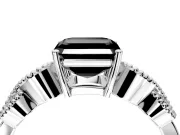 Leaf Engagement Ring Setting for Fancy Black Asscher Cut Center with Milgrain Accent Band and Prong Head in Platinum