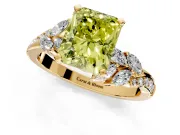 Solitaire Engagement Ring Setting for Fancy Yellow Radiant Cut Center with Marquise Accent Twist Band and Prong Head in Yellow Gold