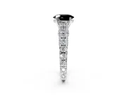 Solitaire Engagement Ring Setting for Fancy Black Oval Center with Pave Cathedral Shoulders and Prong Head in White Gold