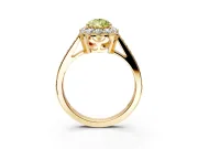Floral Halo Engagement Ring Setting for Fancy Yellow Pear-Shaped Center with Large Halo Accents and Prong Head in Yellow Gold