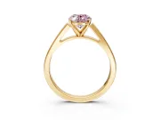 Solitaire Engagement Ring Setting for Fancy Pink Oval Center with Tapered Split Shoulders and Prong Head in Yellow Gold