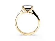 Solitaire Engagement Ring Setting for Asscher Cut Center with Tapered Shoulders and Prong Head in Yellow Gold