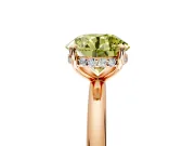 Hidden Halo Engagement Ring Setting for Fancy Yellow Round Cut Center with Thin Rounded Band and Prong Head in Rose Gold