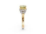 Leaf Cluster Engagement Ring Setting for Fancy Yellow Princess Cut Center with Marquise Accents and Prong Head in Yellow Gold