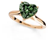 Solitaire Engagement Ring Setting for Fancy Green Heart-Shaped Center with Narrow Cathedral Band and Prong Head in Rose Gold