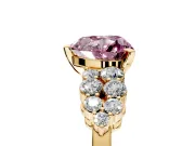 Cluster Engagement Ring Setting for Fancy Pink Heart-Shaped Center with 2-Row Shoulder Clusters and Prong Head in Yellow Gold