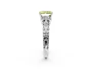 Solitaire Engagement Ring Setting for Fancy Yellow Radiant Cut Center with Filigree Band and Prong Head in Sterling Silver