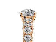 Solitaire Engagement Ring Setting for Round Cut Center with Pave Cathedral Shoulders and Prong Head in Rose Gold