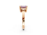 Solitaire Engagement Ring Setting for Fancy Pink Asscher Cut Center with Plain Band and Flat Tab Prong Head in Rose Gold
