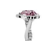 Halo Engagement Ring Setting for Fancy Pink Heart-Shaped Center with Twist Band and Prong Head in Sterling Silver