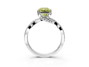Solitaire Engagement Ring Setting for Fancy Yellow Radiant Cut Center with Narrow Twist Pave Band and Prong Head in Platinum