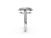 Milgrain Halo Engagement Ring Setting for Marquise Center with Three-Sided Pave Band and Prong Head in Platinum