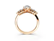 Cluster Engagement Ring Setting for Marquise Center with 2-Row Shoulder Clusters and Prong Head in Rose Gold