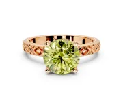Solitaire Engagement Ring Setting for Fancy Yellow Round Cut Center with Milgrain X Pattern Band and Prong Head in Rose Gold