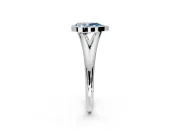 Solitaire Engagement Ring Setting for Fancy Blue Pear-Shaped Center with V Split Shank and Bezel Head in Sterling Silver