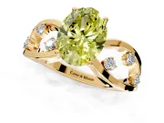 Solitaire Engagement Ring Setting for Fancy Yellow Oval Center with Criss-Cross Accent Band and Prong Head in Yellow Gold