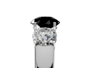 3 Stone Engagement Ring Setting for Fancy Black Round Cut Center with Raised Basket Heads and Prong Head in Platinum