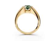 Tension Engagement Ring Setting for Fancy Green Oval Center with Wide Tapered Band and Tension Head in Yellow Gold
