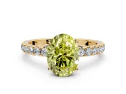Solitaire Engagement Ring Setting for Fancy Yellow Oval Center with Large Accent Band and Prong Head in Yellow Gold