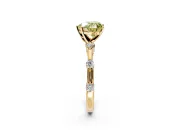 Solitaire Engagement Ring Setting for Fancy Yellow Heart-Shaped Center with Bezel Station Band and Prong Head in Yellow Gold