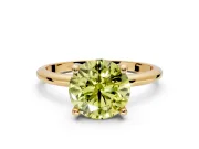 Minimalist Solitaire Engagement Ring Setting for Fancy Yellow Round Cut Center with Thin Band and Prong Head in Yellow Gold