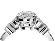 Floral Engagement Ring Setting for Cushion Cut Center with Marquise Cluster Shoulders and Prong Head in White Gold