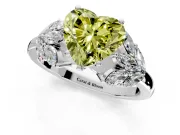 Leaf Cluster Engagement Ring Setting for Fancy Yellow Heart-Shaped Center with Marquise Accents and Prong Head in Platinum
