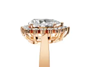 Starburst Halo Engagement Ring Setting for Pear-Shaped Center with Flat Cathedral Band and Prong Head in Rose Gold