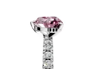 Solitaire Engagement Ring Setting for Fancy Pink Heart-Shaped Center with Fine Pave Band and Claw Prong Head in Platinum