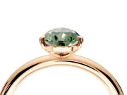 Low-Set Solitaire Engagement Ring Setting for Fancy Green Pear-Shaped Center with Thin Plain Band and Prong Head in Rose Gold