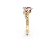Solitaire Engagement Ring Setting for Fancy Pink Pear-Shaped Center with Marquise Accent Twist Band and Prong Head in Yellow Gold