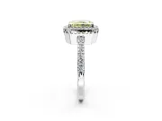 Halo Engagement Ring Setting for Fancy Yellow Radiant Cut Center with Inner Milgrain Border and Prong Head in Platinum