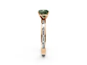 Solitaire Engagement Ring Setting for Fancy Green Cushion Cut Center with Channel Baguette Band and Prong Head in Rose Gold