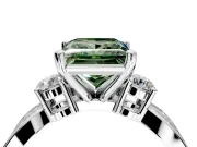 3 Stone Engagement Ring Setting for Fancy Green Princess Cut Center with Pave Twist Band and Prong Head in Platinum