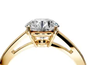 Solitaire Engagement Ring Setting for Round Cut Center with Open Cathedral Shoulders and Prong Head in Yellow Gold