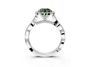 Halo Engagement Ring Setting for Fancy Green Round Cut Center with Twist Band and Prong Head in White Gold